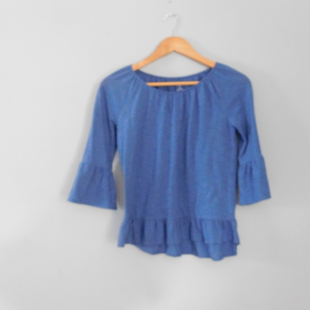 Old Navy blue blouse with ruffle sleeves L10/12